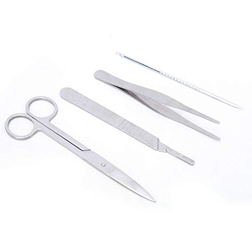 4Pcs Tweezers Scissors Scissors Needle Knives Kit Dissecting Dissection ...