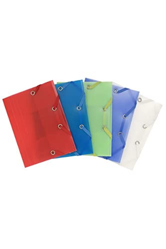 Exacompta - Ref. 50889E - 1 Chromaline elastic folder for pocket format - pocket with 3 flaps - in polypropylene - dimensions 12 x 16 cm for A6 format documents - random color