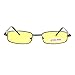 SA106 Small Mens Rectangular Metal Rim Classic Color Lens Sunglasses Gunmetal Yellow