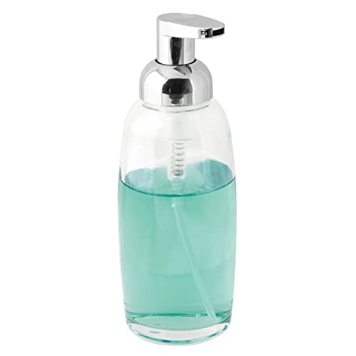 mDesign Glass Refillable Foaming Soap Dispenser Pump Bottle for Bathroom Vanity Countertop