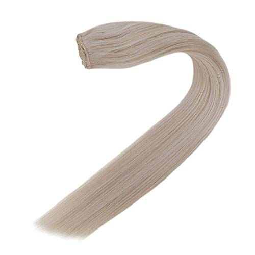 LaaVoo 16 Inch Solid Color Light Blonde Halo Hair Extensions 100% Real West Remy Human Hair Fish Line on Human Hair Invisible Wire Hair Extensions 11" Width 80g Per Pack...