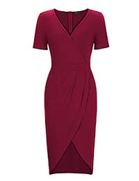 MAVIS LAVEN Vestido de cóctel de manga corta con cuello en V vintage para mujer