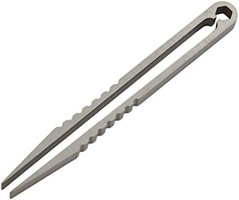 IMFUN Titanium Tweezer EDC Gear Clamp Clamping Gadget Travel Clip Mini Pocket Multipurpose Tool Climbing Hiking Outdoor Sports(Silver)