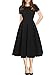 oxiuly Women Casual Dress Round Neck Soft Cotton Floral A-Line Midi Summer Dresses with Pockets OX262