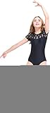 Speerise Womens Elegant Ballet Dance Lace Short Sleeve Leotard