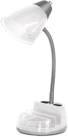 Mainstays Tablet Organizador Blanco Lámpara de mesa con foco CFL