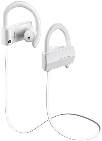 SAUNORCH Wireless Bluetooth Headphones Best Wireless Sport Earbuds With Mic Sweatproof HD Stereo Earphones Sport Noise Cancelling Bluetooth Headset With 8 Hour Battery for Gym Running White
