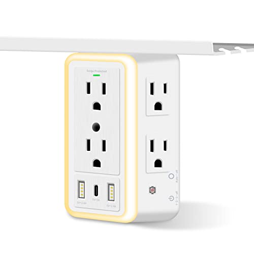 Outlet Extender Multi Plug Outlet with Shelf, 6 Outlet Splitter with 2