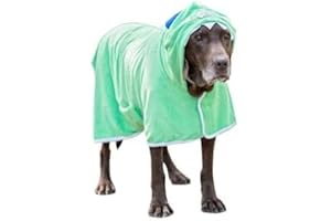 BoxDog Wearable Microfiber Dog Towel with Monster Hoodie | Soft Dog Bathrobe (Large)