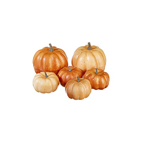 Raz Vibrant Orange Brown Pumpkins 4 inch Foam Decorative Tabletop Figurine, Bag of 6 - Thumbnail 2