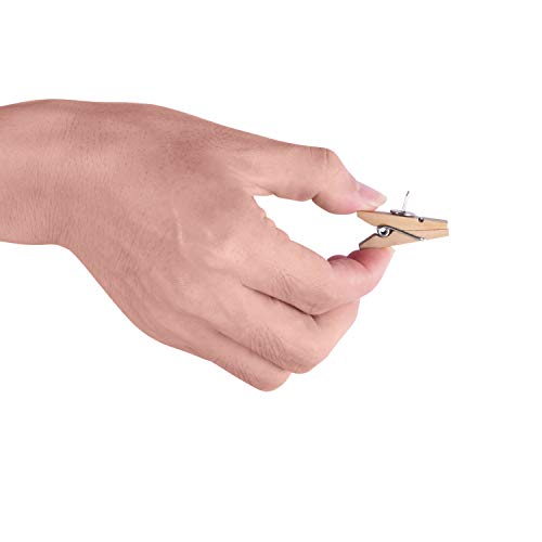 Favide Push Pin Clips, 50 Paper Wooden Clips with Pins for Cork Boards, Bulletin Boards and Cubicle Walls, Pinning No Holes for Paper, Creative Paper Clips with Craft Projects for Offices School