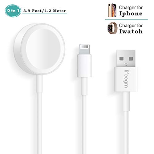 Apple Watch iWatch Charger, 2 in 1 Phone Charger with 3.9ft/1.2m Charging Cable Compatible with for Apple Watch Series 4/3/2/1, iPhoneXR/XS/XS Max/X/8/8Plus/7/7Plus/6/6Plus/iPad4/Air/mini/Airpods - Thumbnail 7