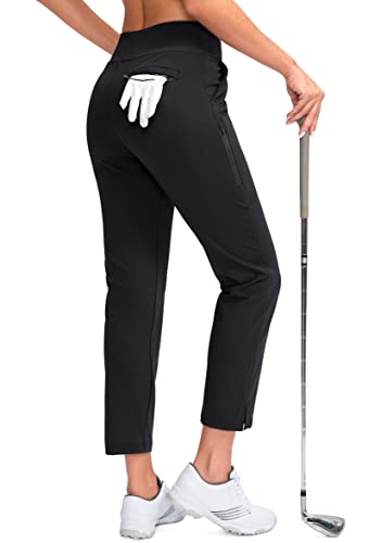 YYV Women's Golf Pants Stretch Work Ankle Pants High Waist Dress Pants with Pockets for Yoga Business Travel Casual