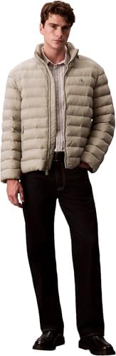 Uomo Giacca Imbottita Nylon Hooded Puffer con Cappuccio, Grigio (Forest Fog), L