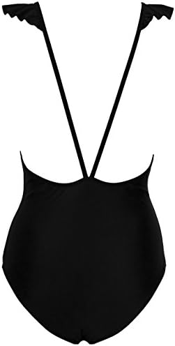 Vogueric Womens One Piece Swimsuit Monokini Sexy Deep V Ruffle Backless Swimwear