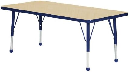 Mahar Kids 36" X 60" Rectangle Table Top Color: Maple, Edge Color: Navy, Leg Height: Toddler 16"-24", Glide Style: Ball