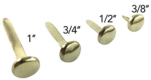 Clipco Paper Fasteners Jar Assorted Sizes Mini Small Medium and Large Brass-Plated (400-Pack)