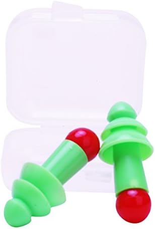 Ear Plugs Noise Cancelling Reusable Earplugs for Sleeping,Soft Silicone Reusable Plugs for Work, Musicians, Concerts, Airplane, Shooting（Green)