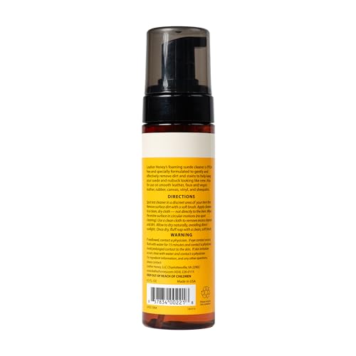 Leather Honey Limpiador de piel de gamuza de miel – Cuidado de gamuza y nobuk de calidad. Fabricado en los Estados Unidos desde 1968 - Limpiador de gamuza para zapatos, botas, chaquetas, Uggs, bolsos, bolsos y más,
