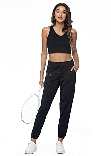 Haowind Joggers for Women with Reflective Pockets Elastic Waist Workout Sport Sweatpants Comfy Lounge Yoga Running Pants(Black01 S)