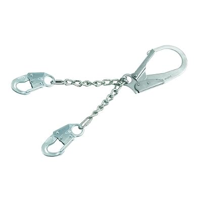 3M Protecta PRO 1350200 22" Chain Rebar Assembly For Positioning, Steel Rebar Hook At Center, Snap Hooks At Leg Ends, 310-Pound Capacity, Silver