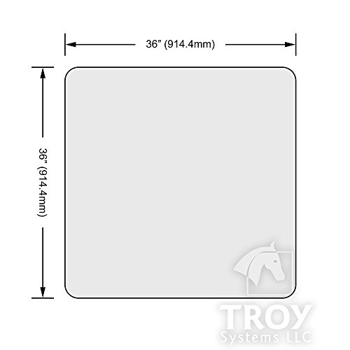 TroySys Square Glass Table Top, 1/2" Thick, Bevel Polished Edge, Radius Corners, Annealed, 36" L x 36" W