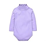 CuteOn Baby Boys Girls Solid Color Basic Turtleneck Cotton Bodysuit Jumpsuit Light Purple 18 Months
