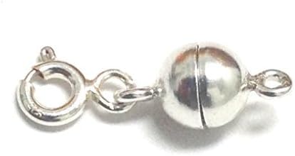 Sterling Silver 6 mm Round Magnetic Clasp Converter for Necklaces or Bracelets