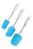 3-Piece Silicone Spatulas Set - Colorful Rubber Baking Spatulas, Scraper For Cake Decorating - Heat Resistant Up To 450°F, Dishwasher Safe - Kitchen Supplies For Baking, Cooking, Mixing- Clear Plastic