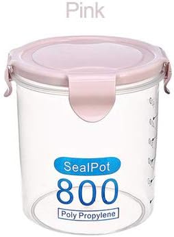 Amazon Com Cereal Dispenser Three Colors 600 1000 Ml Kitchen Storage Box Sealing Food Storage Container Preservation Plastic Fresh Pot Container Pink 800ml Kitchen Dining