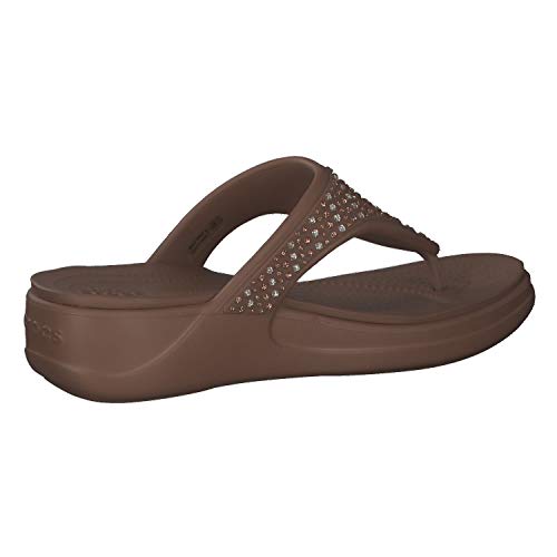 Crocs Monterey Embellished Wedge Flip Flops Sandals for Women, Bronze