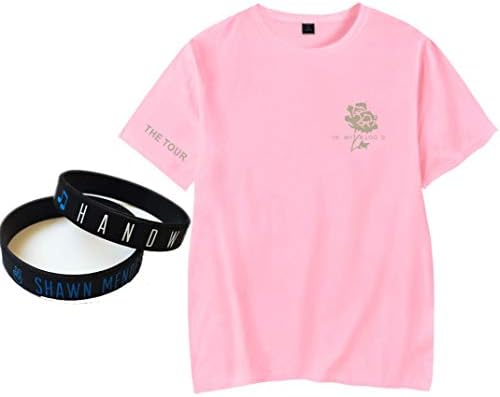 Shawn Mendes Pink T-Shirt Bracelet Cute Couple Gift Concert Album Print Tee Suit Match Personalised/D/M