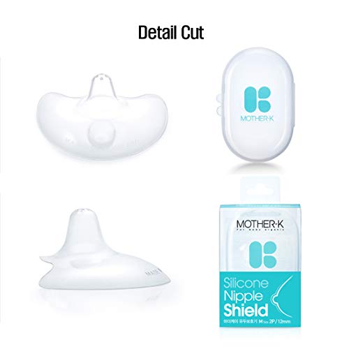 Mother-K Silicone Nipple Shield 2P with Carry Case, Contact Nipple Shields for Breastfeeding with Latch Difficulties or Flat or Inverted Nipples, Nipple Wound Protection (Medium) - Thumbnail 6