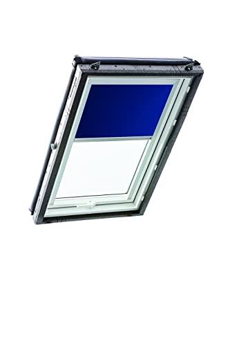 Original Roto Rollo Exclusiv ZRE für Roto Dachfenster - Führungsschiene Silber - Manuelle Bedienung - Tageslichtrollo Baureihe Designo R4/R7 und Classic 43/73 - Größe 054/118 | 05/11 - Farbe Blau