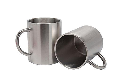 2 Pack Stainless Steel 15 Oz Double Walled Camping Cups 100% BPA Free Metal Mugs Outdoor Camp Cookware Military Surplus BBQ Hunting Accessories Bar BQ 4 Inch