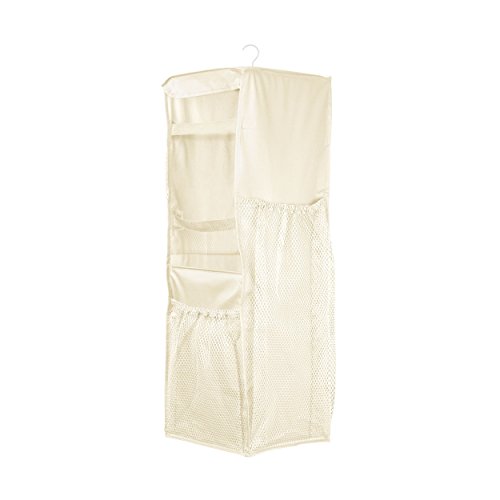HomeCrate Hanging Wrapping Paper And Bow Organizer With 6 Mesh Compartments - In Beige 11" X 10" X 32"