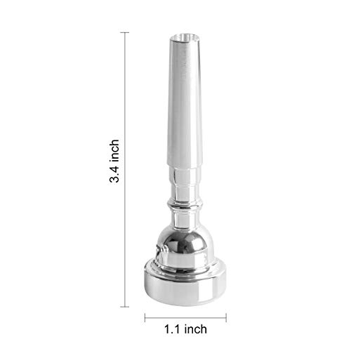 COOLOOK Trumpet Mouthpieces Set 3C 5C 7C (3 Pack) for Yamaha Bach Conn King Replacement Musical Instruments Accessories, Silver Plate with Microfiber Cleaning Cloth and Cleaning Brush