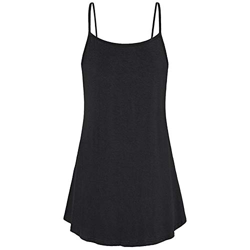 POPTEM Womens V Neck Flowy Tunic Tank Tops Sleeveless Loose Camisole Plain Shirts Cami Blouse Black