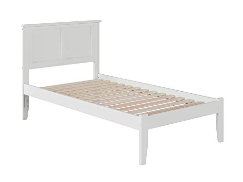 Atlantic Furniture AR8621002 Madison Platform Bed with Open Foot Board, Twin, White
