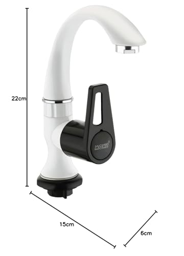 MONIT PVC Swan Neck Tap for Kitchen & Bathroom - Big Neck Wash Basin Faucet, Polished White with Teflon Tape 4