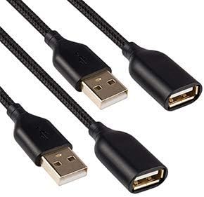 EVISTR USB Cable USB 2.0 Extension Cable 6FT 2Pack - A-Male to A-Female USB Extender Cord 5000+ Bend Lifespan for Playstation, Xbox, Printer, Scanner, Camera, Keyboard, Hard Drive