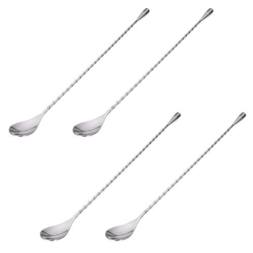 4 PcS 12 Inch Stainless Steel Mixing Spoons, SourceTon Spiral Pattern