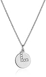 Sterling Silver Crystal Block Initial and Disc Pendant Necklace, 18