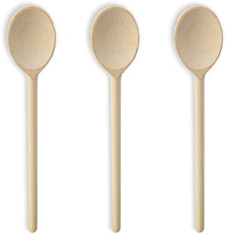 14-Inch Long Handle Wooden Cooking Mixing Oval Spoons, Beechwood (Set of 3)