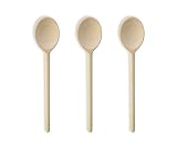 10-Inch Long Handle Wooden Cooking Mixing Oval Spoons, Beechwood (Set Of 3)