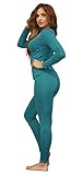 Women's Ultra Soft Thermal Underwear Long Johns Set with Fleece Lined (Large, Turquoise)
