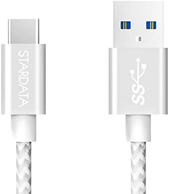 STARDATA USB Type C to USB Type A Fast Charge & Sync Cable - USB 3.0 - Nylon Braided Design - 5Gbps Speed Data Transfer Mode - Nexus 5X, 6P, LG G5, OnePlus 3, HTC 10 and more - 3.9 ft (Silver)
