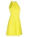 OUGES Women's 2025 Summer Fashion Yellow Halter Neck Sleeveless Tie Back Swing A-Line Sundress Beach Vacation Mini Dress(Yellow,S)