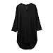 YXTech Women Long Sleeve Casual Mini Shirt Dress Loose Chiffon Ladies Short Shirt Dress (L, Black)