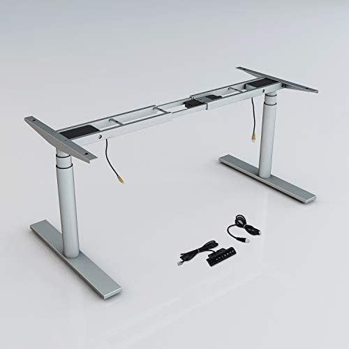 Electric Standing Desk Frame - FEZIBO White Height Adjustable with Single Motor Stand up Base … (Silver Electric Frame)